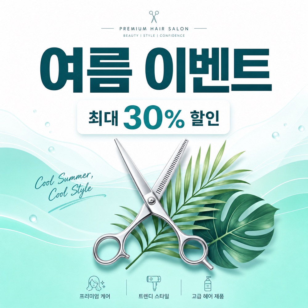 AI가 생성한 미용실 여름 이벤트 SNS 게시물 — 무보정 원본